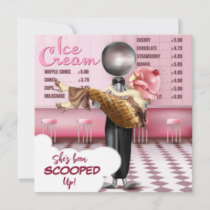 Retro Ice cream Parlor Scooped Up Bridal Shower Invitation