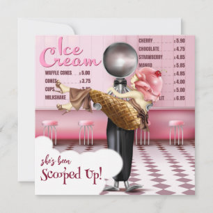 Retro Ice cream Parlor Scooped Up Bridal Shower Invitation