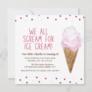 Retro Ice Cream Party Hand-Illustrated Invitation