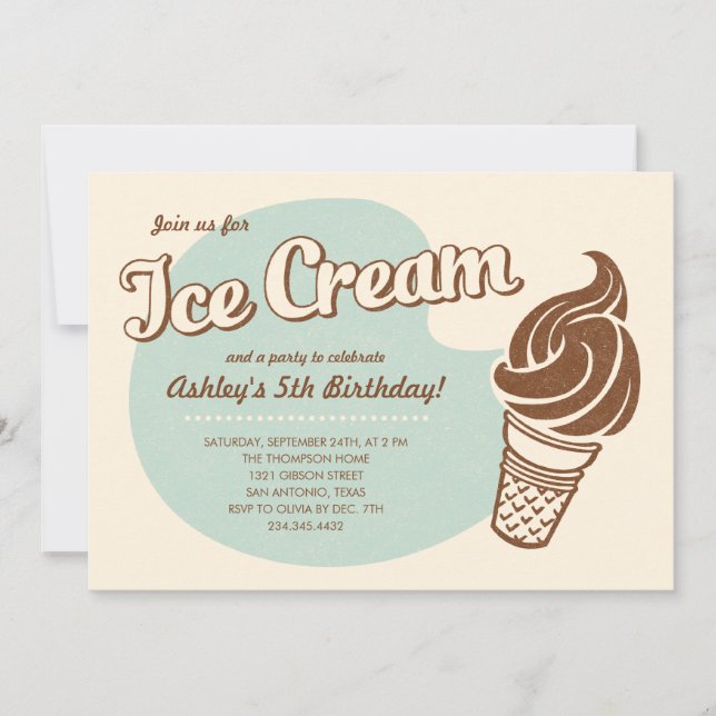 Retro Ice Cream Party Invitations (Front)