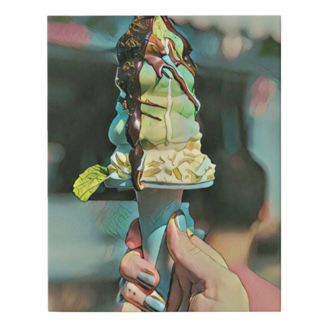 Retro ice cream popsicle faux canvas print (Front)