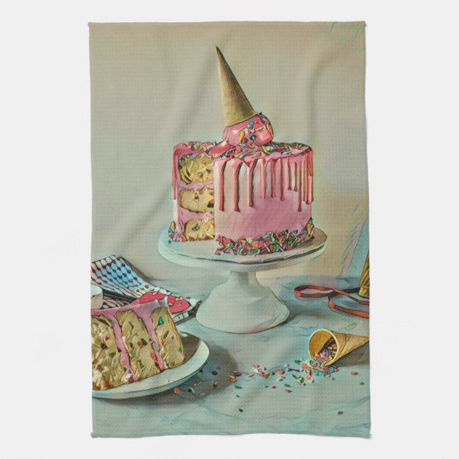 Retro ice cream popsicle kitchen towel (Vertical)