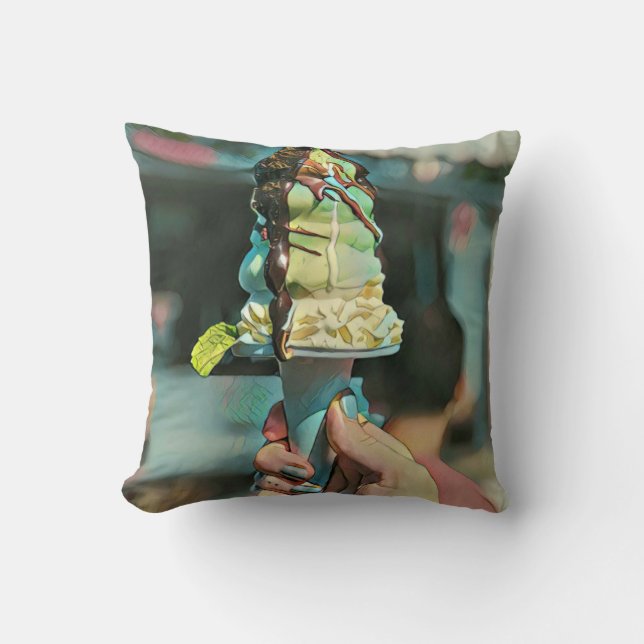 Retro ice cream popsicle throw pillow (Front)