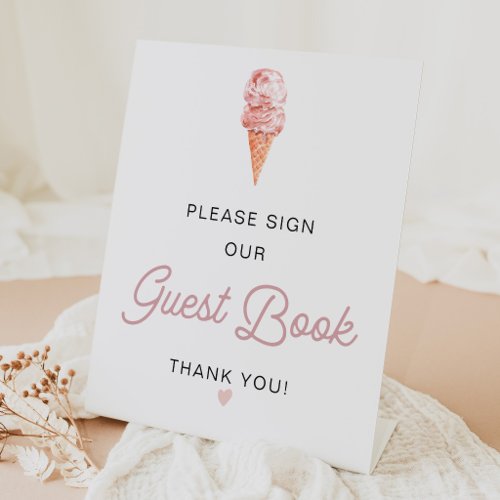 Retro Ice Cream Sign Our Guestbook Pedestal Sign