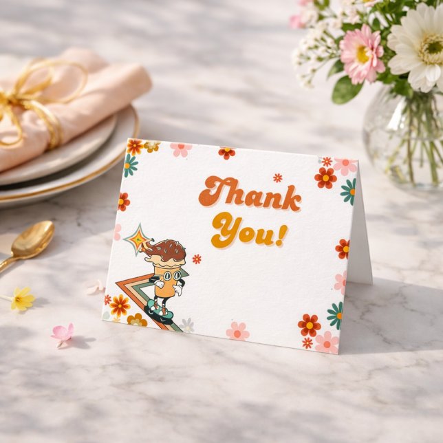 Retro Ice cream Skating Groovy Thank You (Creator Uploaded)