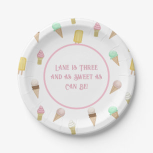 Retro Ice Cream Social Birthday Party Custom Paper Plates