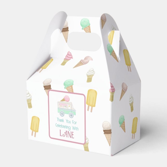 Retro Ice Cream Social Ice Cream Cones Favor Box (Front Side)