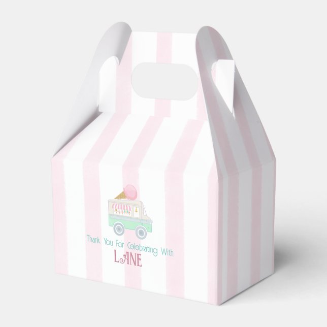 Retro Ice Cream Social Ice Cream Truck Favor Box (Front Side)