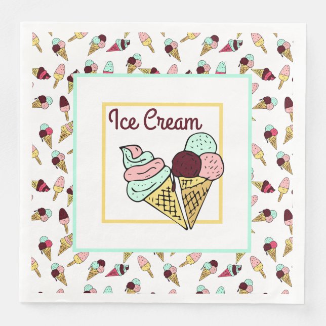 Retro Ice Cream Social Paper Dinner Napkins (Front)