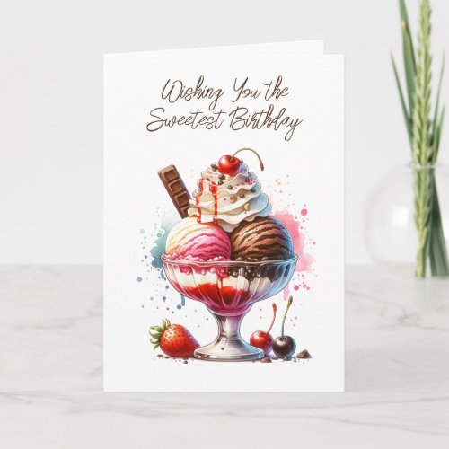 Retro Ice Cream Sundae and Coloring Page Birthday Card