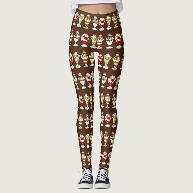 Retro Ice Cream Sundaes   Leggings (Front)