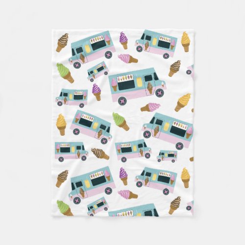Retro Ice Cream Truck Pattern Fleece Blanket