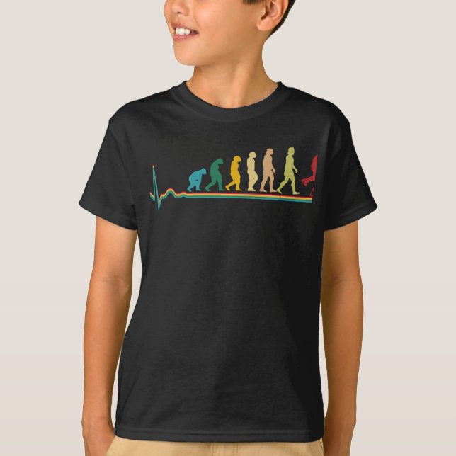 Retro Ice Hockey Heartbeat T-Shirt (Front)
