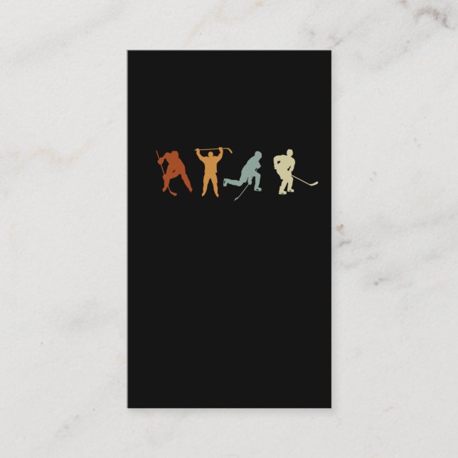 Retro Ice Hockey Player Center Defense Hockey Business Card (Front)