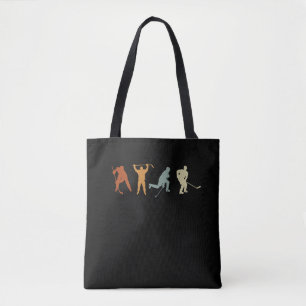 Retro Ice Hockey Player Center Defense Hockey Tote Bag