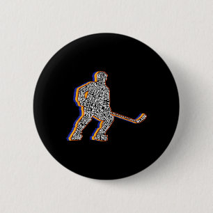 Retro Ice Hockey Player For Men Kids Boys Youth Te Button