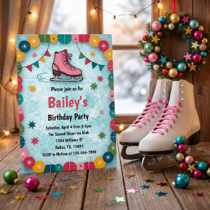 Retro Ice Skating Birthday Invitation