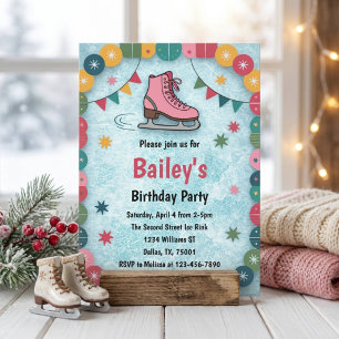 Retro Ice Skating Birthday Invitation