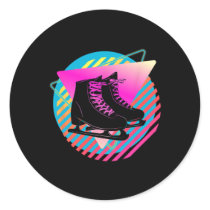 Retro Ice Skating Winter Sports Vintage Ski Skate  Classic Round Sticker