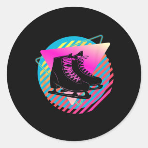 Retro Ice Skating Winter Sports Vintage Ski Skate Classic Round Sticker
