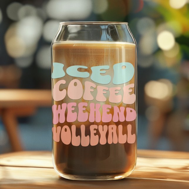 Retro Iced Coffee Weekend Volleyball Can Glass (Creator Uploaded)
