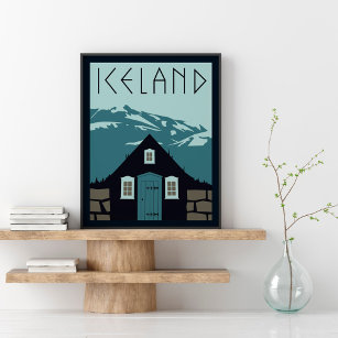 Retro Iceland Travel Poster