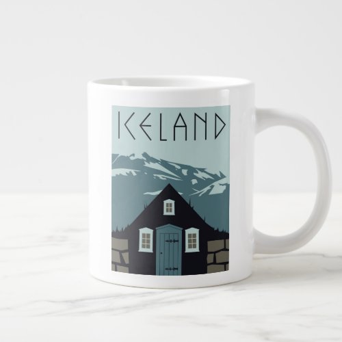 Retro Iceland Travel Poster Giant Coffee Mug