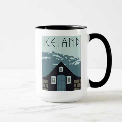 Retro Iceland Travel Poster Mug