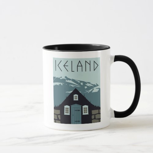 Retro Iceland Travel Poster Mug