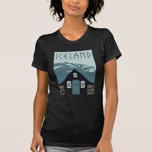 Retro Iceland Travel Poster T_Shirt