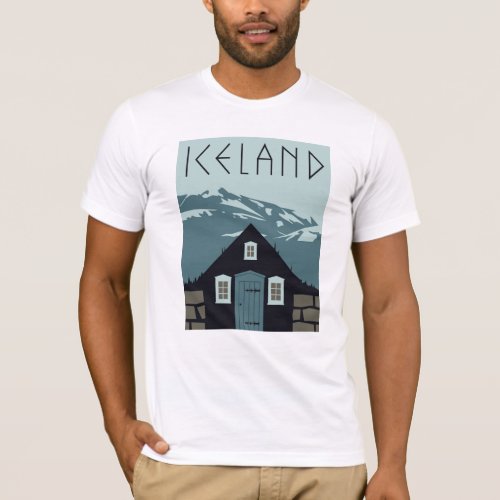 Retro Iceland Travel Poster T_Shirt