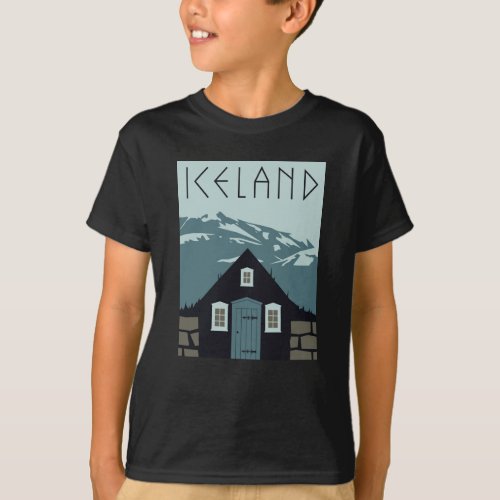 Retro Iceland Travel Poster T_Shirt