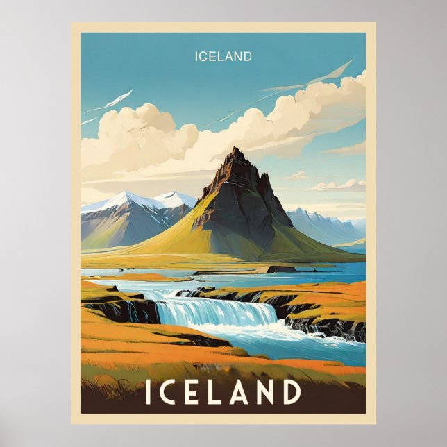 Retro Icelandic Adventure Iceland Poster (Front)