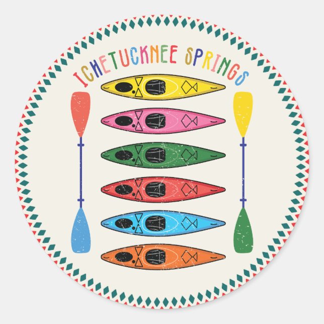 Retro Ichetucknee Springs Kayaking Classic Round Sticker (Front)