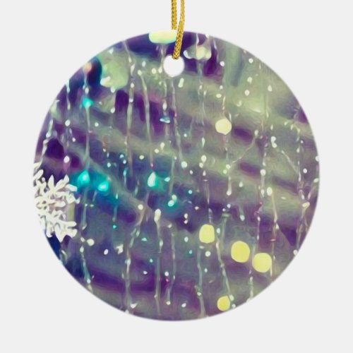 Retro Icicle Lights Ceramic Ornament