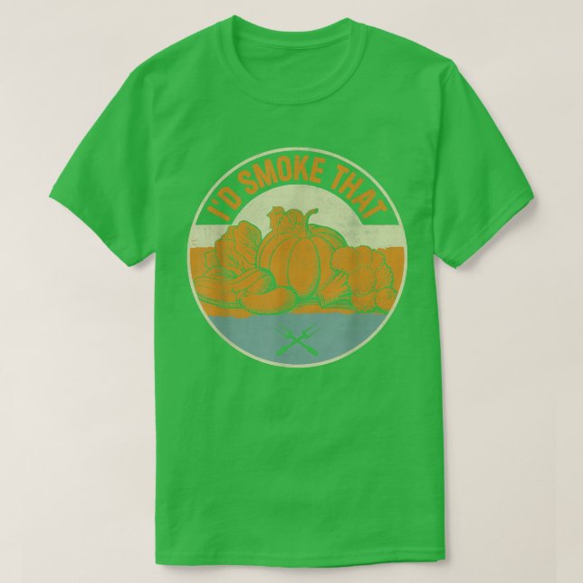 Retro I'd Smoke That Vegetarian Vegan Vegetables G T-Shirt (Design Front)