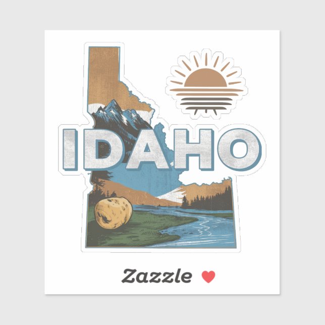 Retro Idaho State Car Sticker (Sheet)