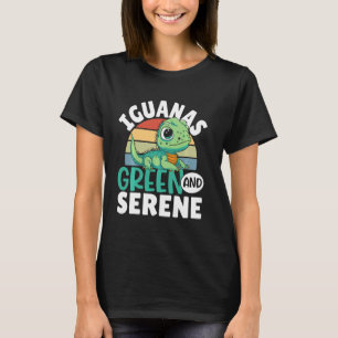 Retro Iguanas Green And Serene Reptile Pet Vintage T-Shirt