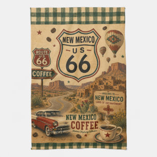 Retro Illinois Highway Coffee Diner Travel Kitchen Towel