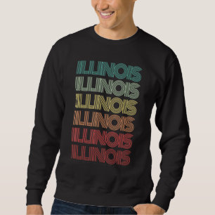 Retro Illinois Word Home Roots Chicago Groovy Vaca Sweatshirt