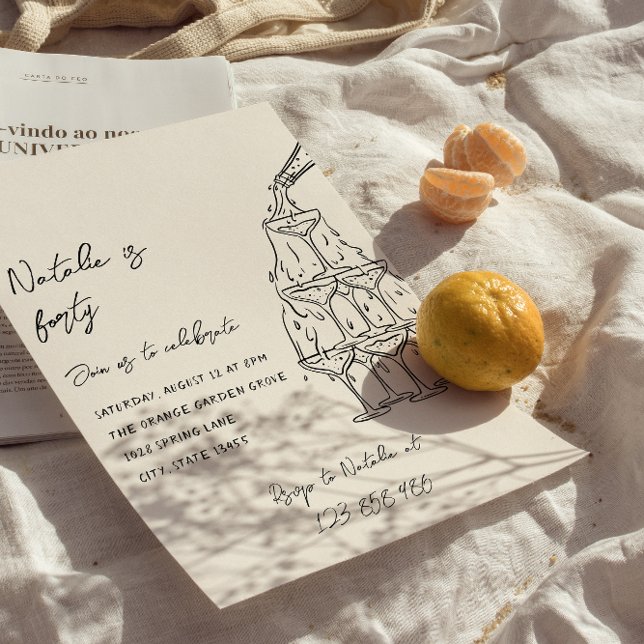 Retro Illustrated Champagne Tower 40th Birthday Invitation (Creator Uploaded)