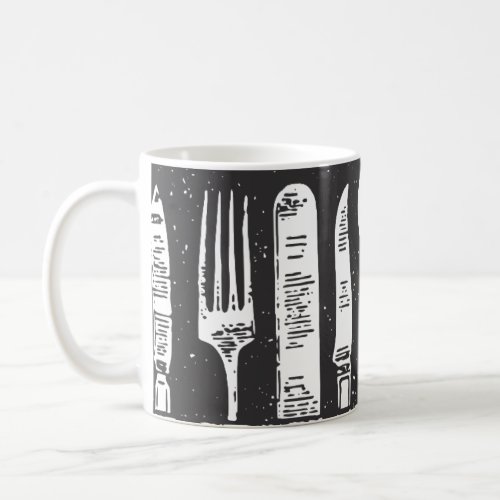 Retro Illustrated Cutlery Art Coffee Mug