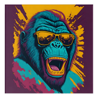 Retro illustration of gorilla with sunglasses acrylic print