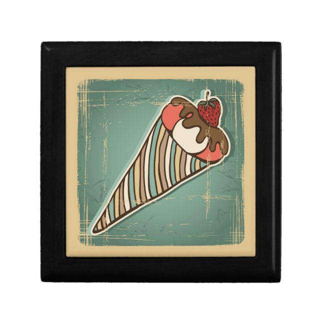 Retro Illustration of Ice Cream Keepsake Box (Front)