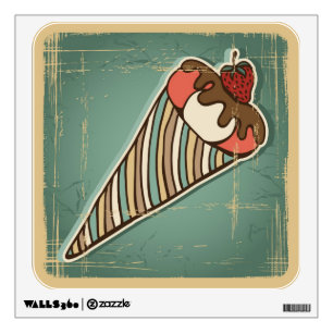 Retro Illustration of Ice Cream Wall Sticker