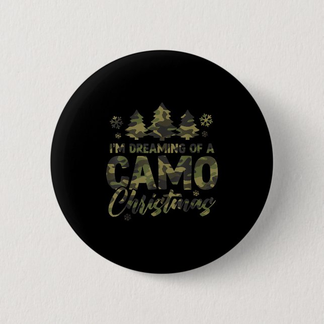 Retro I'm Dreaming Of A Camo Christmas Camouflage  Button (Front)