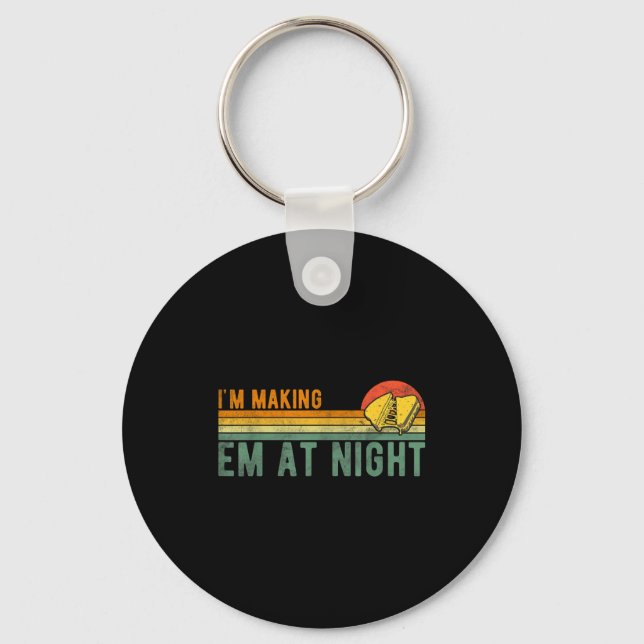 Retro Im Making Em At Night Cheese Sandwich Funny  Keychain (Front)
