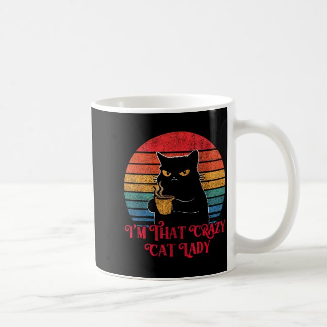 Retro I'm That Crazy Cat Lady Cat Lover Quote Funn Coffee Mug (Right)