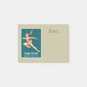 Retro Image of A Figure Skater In A Pink Outfit Post-it Notes