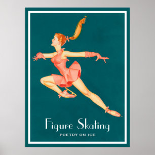 Retro Image of A Figure Skater In A Pink Outfit Poster